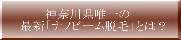 神奈川県唯一の 最新「ナノビーム脱毛」とは?